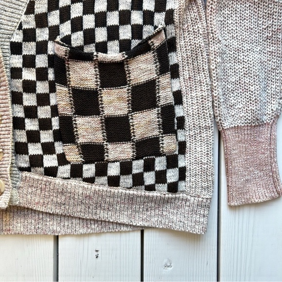 Anthropologie PILCRO Mash-up Colorblock Checkered Star Cardigan Sweater - Small - Picture 9 of 15
